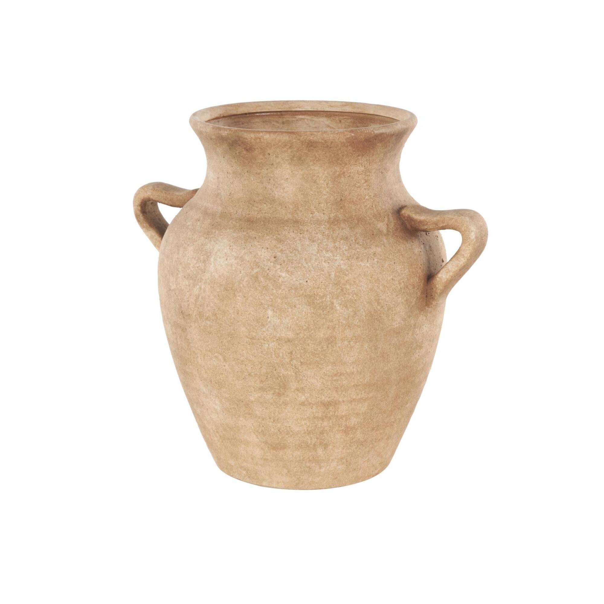 12.25" Copper Ceramic Antique Style Textured Vase with Handles